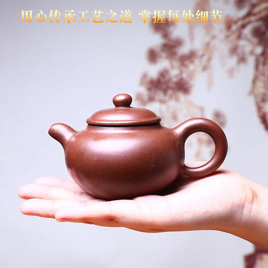 210ML Yixing Purple Clay Teapot Handcraft Tea Pot Pure Raw Ore Handmade Traditional Dahongpao Teaware High Quality Filter Kettle