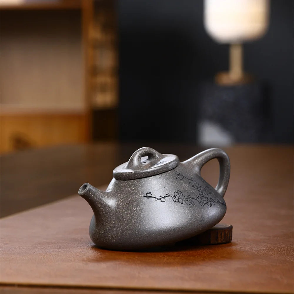 210cc Yixing Original Mine Purple Clay Teapot Longxi Stone Scoop Pot, Famous Pure Hand-made Drinkware