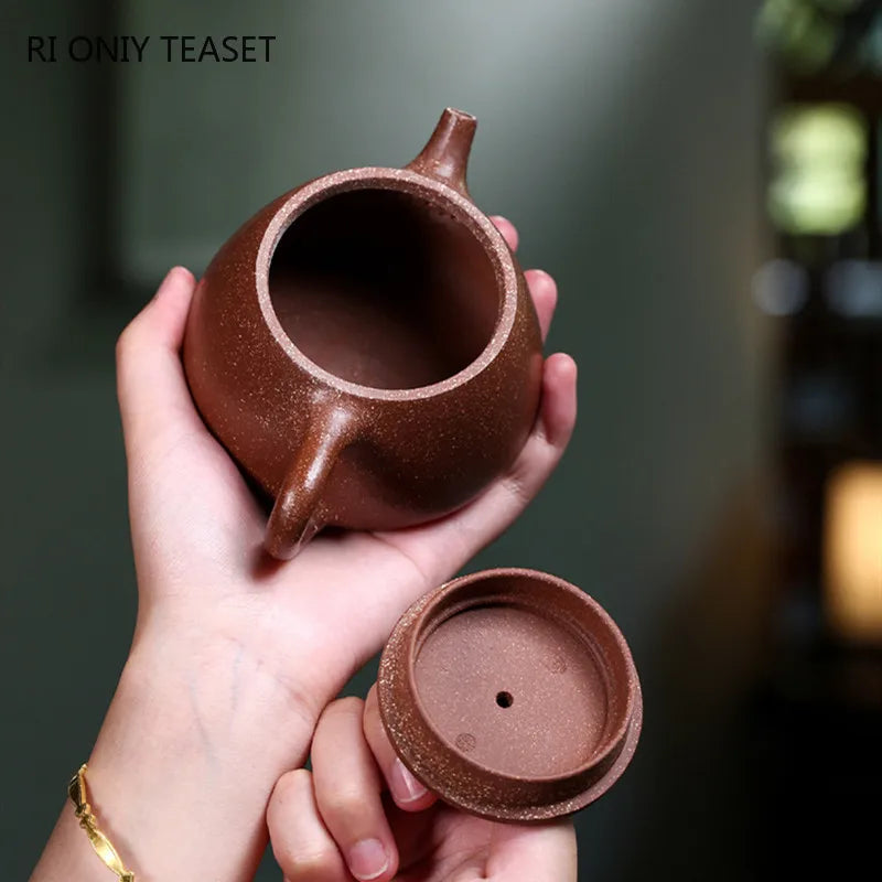 210ml Authentic Chinese Yixing Purple Clay Teapots Famous Artists Handmade High Stone Scoop Tea Pot Kettle Zisha Tea Set Teaware