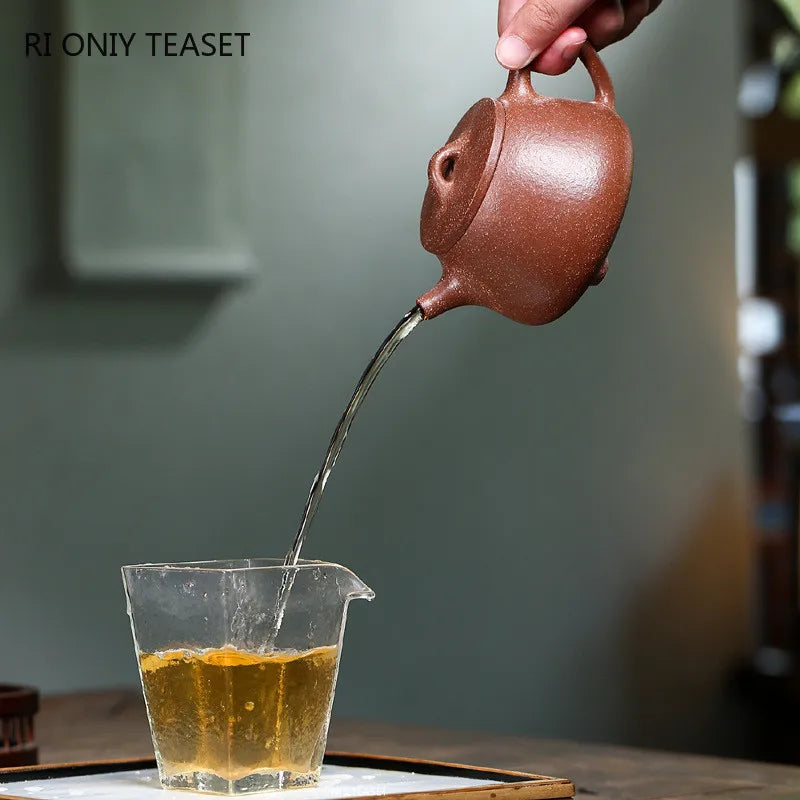 210ml Authentic Chinese Yixing Purple Clay Teapots Famous Artists Handmade High Stone Scoop Tea Pot Kettle Zisha Tea Set Teaware