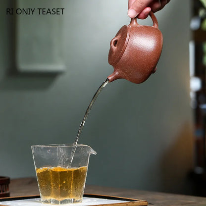 210ml Authentic Chinese Yixing Purple Clay Teapots Famous Artists Handmade High Stone Scoop Tea Pot Kettle Zisha Tea Set Teaware