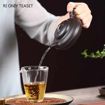 210ml Authentic Yixing Purple Clay Teapots Famous Artists Handmade Tea Pot Raw Ore Beauty Kettle Chinese Zisha Tea Set Teaware