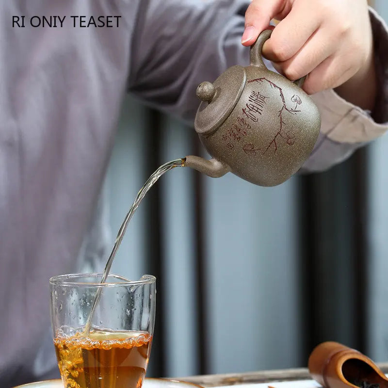 210ml Authentic Yixing Purple Clay Teapots Famous Handmade Tea Pot Raw Ore Section Mud Beauty Kettle Chinese Zisha Tea Set