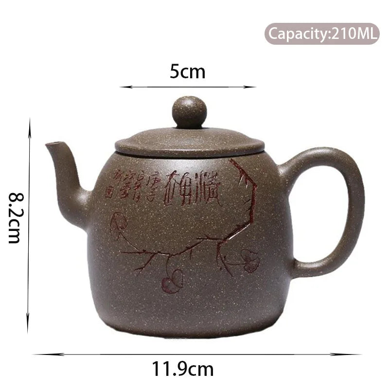 210ml Authentic Yixing Purple Clay Teapots Famous Handmade Tea Pot Raw Ore Section Mud Beauty Kettle Chinese Zisha Tea Set