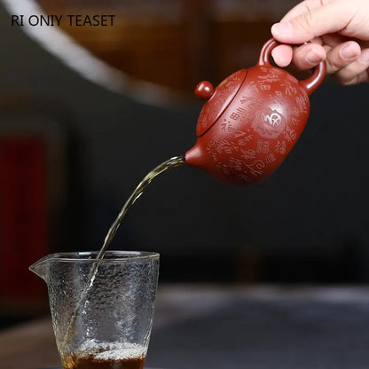 210ml Authentic Yixing Purple Clay Teapots Famous Handmade Xishi Tea Pot Raw Ore Dahongpao Mud Kettle Chinese Zisha Tea Set