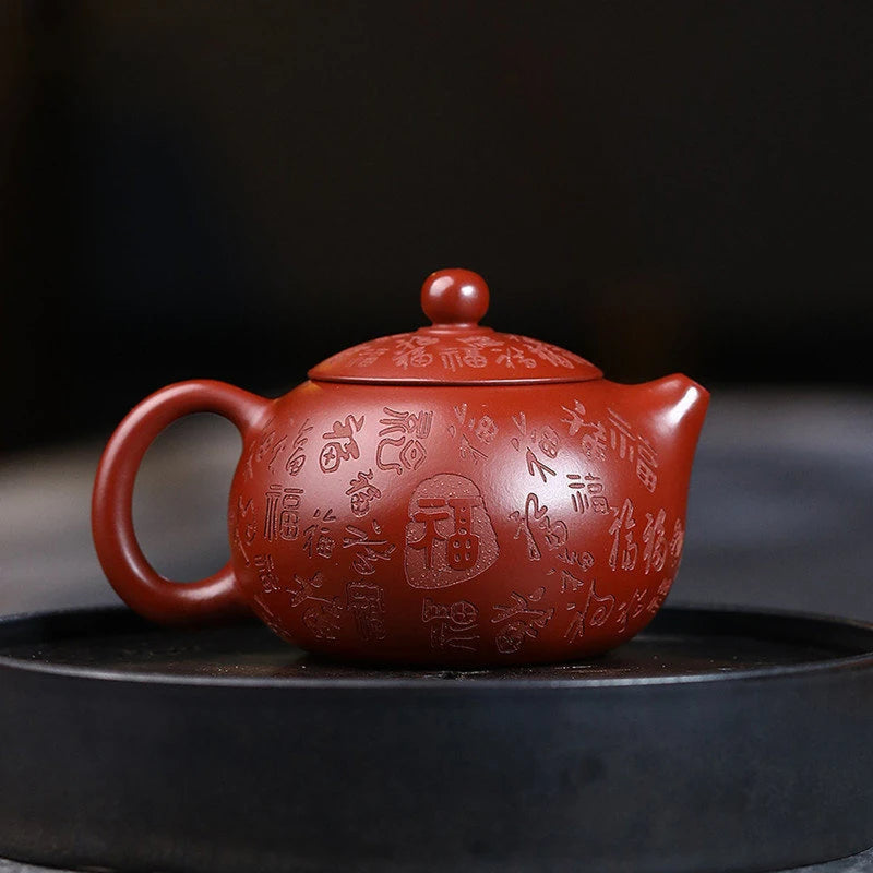 210ml Authentic Yixing Purple Clay Teapots Famous Handmade Xishi Tea Pot Raw Ore Dahongpao Mud Kettle Chinese Zisha Tea Set