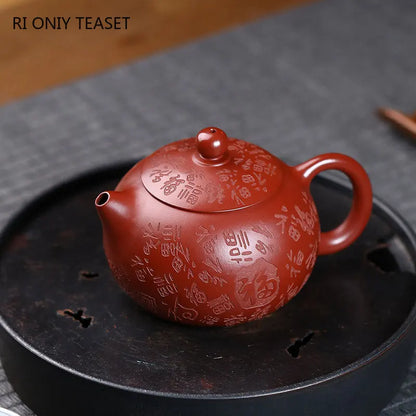 210ml Authentic Yixing Purple Clay Teapots Famous Handmade Xishi Tea Pot Raw Ore Dahongpao Mud Kettle Chinese Zisha Tea Set