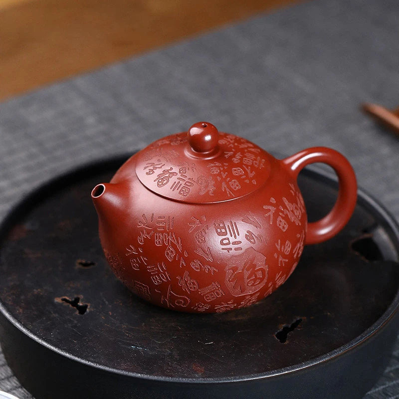 210ml Authentic Yixing Purple Clay Teapots Famous Handmade Xishi Tea Pot Raw Ore Dahongpao Mud Kettle Chinese Zisha Tea Set