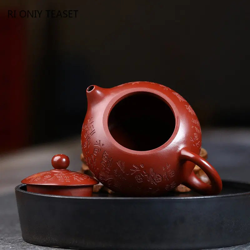 210ml Authentic Yixing Purple Clay Teapots Famous Handmade Xishi Tea Pot Raw Ore Dahongpao Mud Kettle Chinese Zisha Tea Set