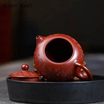 210ml Authentic Yixing Purple Clay Teapots Famous Handmade Xishi Tea Pot Raw Ore Dahongpao Mud Kettle Chinese Zisha Tea Set