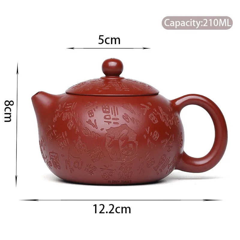 210ml Authentic Yixing Purple Clay Teapots Famous Handmade Xishi Tea Pot Raw Ore Dahongpao Mud Kettle Chinese Zisha Tea Set