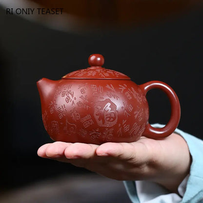 210ml Authentic Yixing Purple Clay Teapots Famous Handmade Xishi Tea Pot Raw Ore Dahongpao Mud Kettle Chinese Zisha Tea Set