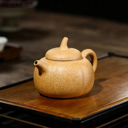 210ml Chinese Yixing Purple Clay Tea Pot Creative Pumpkin Pu 'er Teapot Handmade Beauty Kettle Raw Ore Section Mud Zisha Tea Set