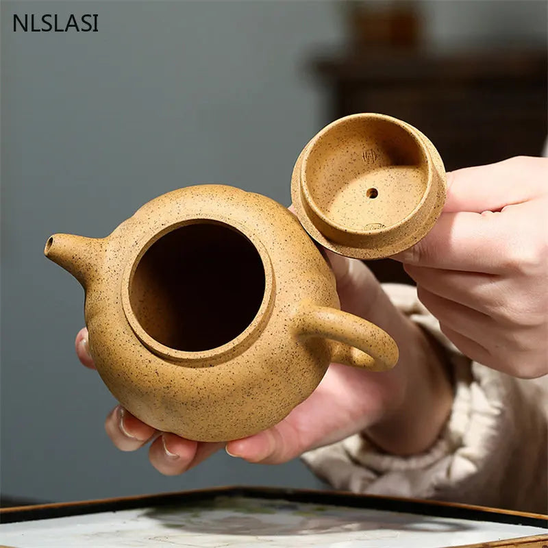 210ml Chinese Yixing Purple Clay Tea Pot Creative Pumpkin Pu 'er Teapot Handmade Beauty Kettle Raw Ore Section Mud Zisha Tea Set
