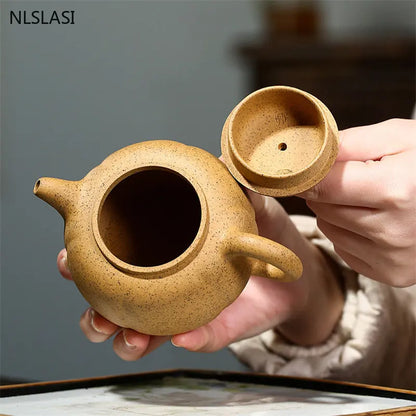 210ml Chinese Yixing Purple Clay Tea Pot Creative Pumpkin Pu 'er Teapot Handmade Beauty Kettle Raw Ore Section Mud Zisha Tea Set
