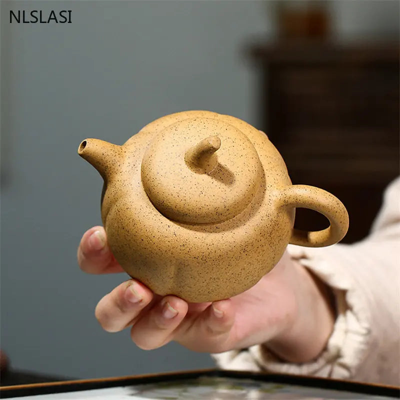 210ml Chinese Yixing Purple Clay Tea Pot Creative Pumpkin Pu 'er Teapot Handmade Beauty Kettle Raw Ore Section Mud Zisha Tea Set