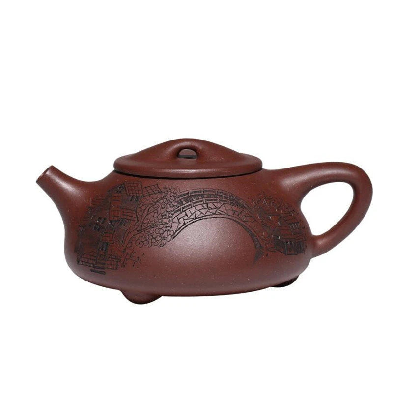 210ml Chinese Yixing Purple Clay Teapot Handmade Stone Scoop Tea Pot Raw Ore Purple Mud Kettle High-end Zisha Tea Set Collection
