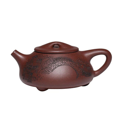 210ml Chinese Yixing Purple Clay Teapot Handmade Stone Scoop Tea Pot Raw Ore Purple Mud Kettle High-end Zisha Tea Set Collection