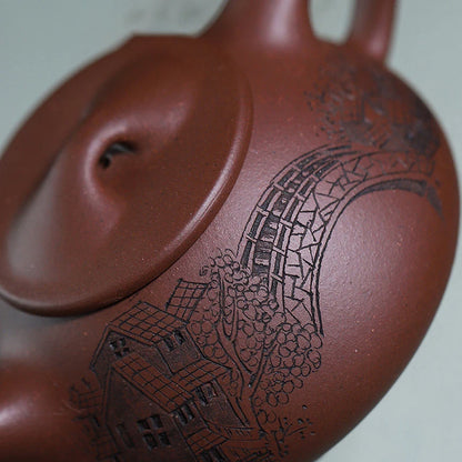 210ml Chinese Yixing Purple Clay Teapot Handmade Stone Scoop Tea Pot Raw Ore Purple Mud Kettle High-end Zisha Tea Set Collection