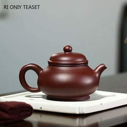 210ml Chinese Yixing Purple Clay Teapots Famous Artists Handmade Raw Ore Purple Zhu Mud Tea Pot Kettle Authentic Zisha Tea Set