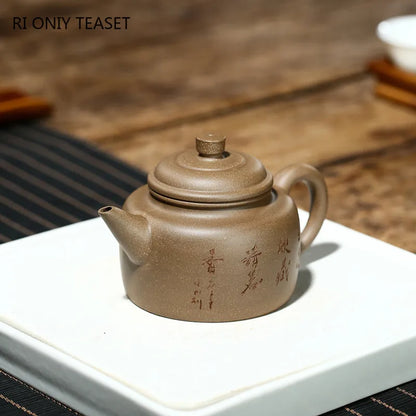 210ml Chinese Yixing Purple Clay Teapots Famous Handmade Tea Pot Raw Ore Grey Section Mud Kettle Authentic Zisha Tea Set Gifts