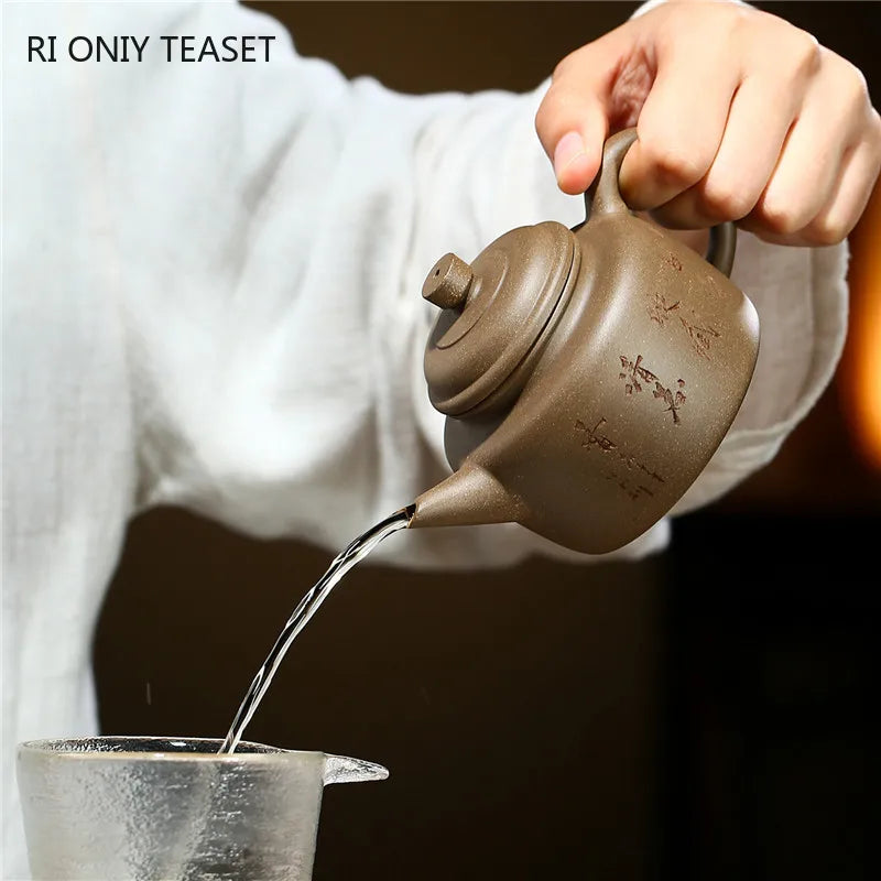 210ml Chinese Yixing Purple Clay Teapots Famous Handmade Tea Pot Raw Ore Grey Section Mud Kettle Authentic Zisha Tea Set Gifts