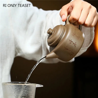 210ml Chinese Yixing Purple Clay Teapots Famous Handmade Tea Pot Raw Ore Grey Section Mud Kettle Authentic Zisha Tea Set Gifts