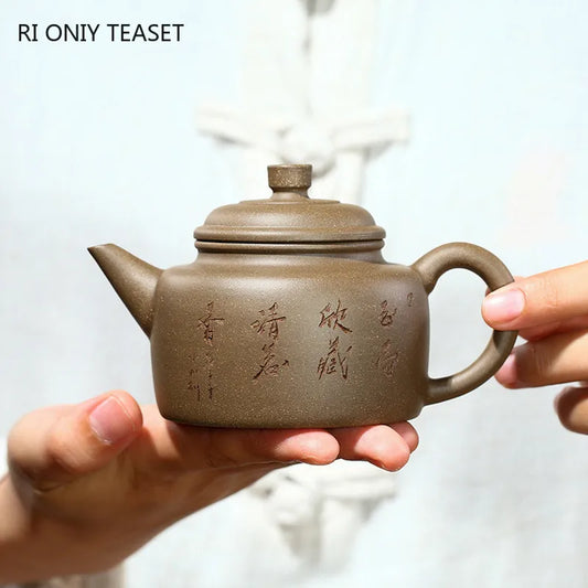 210ml Chinese Yixing Purple Clay Teapots Famous Handmade Tea Pot Raw Ore Grey Section Mud Kettle Authentic Zisha Tea Set Gifts