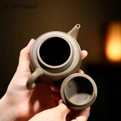 210ml Chinese Yixing Purple Clay Teapots Famous Handmade Tea Pot Raw Ore Grey Section Mud Kettle Authentic Zisha Tea Set Gifts