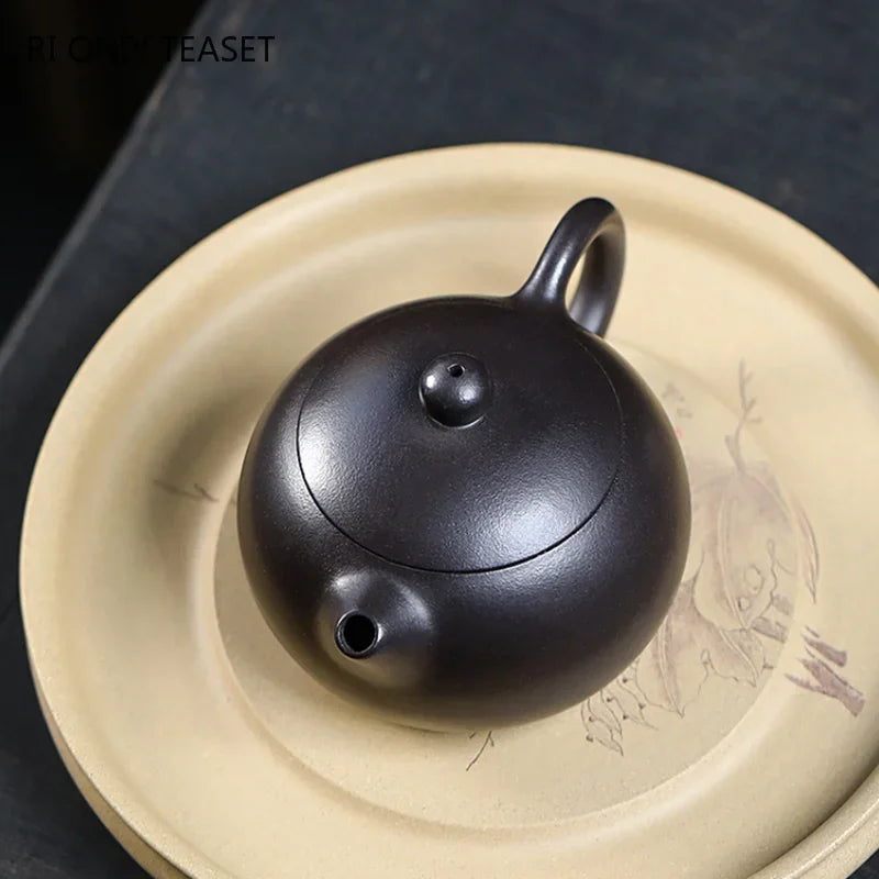210ml Chinese Yixing Raw Ore Purple Clay Teapot Famous Handmade High-end Xishi Tea Pot Beauty Kettle Collection Zisha Tea Set
