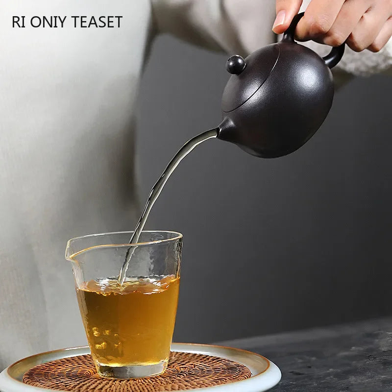 210ml Chinese Yixing Raw Ore Purple Clay Teapot Famous Handmade High-end Xishi Tea Pot Beauty Kettle Collection Zisha Tea Set