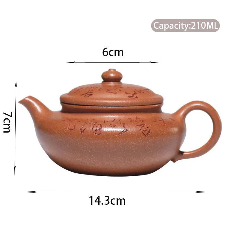 210ml Chinese Yixing Raw Ore Purple Clay Teapots Famous Artists Handmade Tea Pot Beauty Kettle High-end Zisha Tea Set Teaware