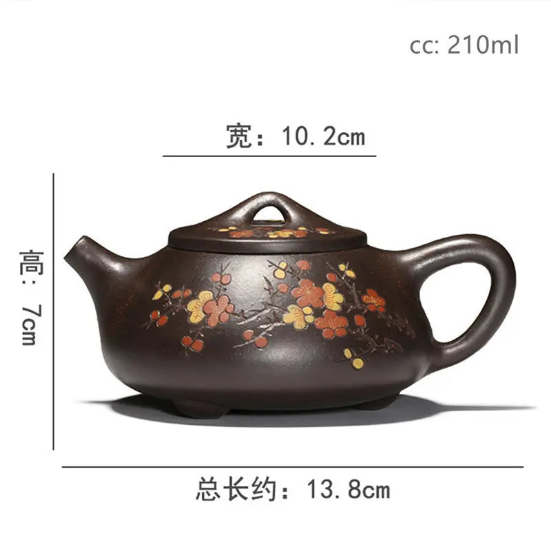 210ml Hand-painted Beauty Teapot Authentic Yixing Purple Clay Tea Pot Ball Hole Filter Stone Scoop Kettle Chinese Zisha Tea Set