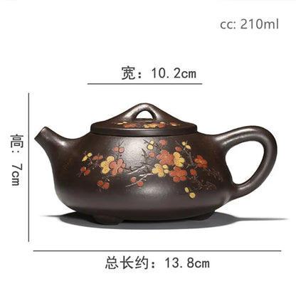 210ml Hand-painted Beauty Teapot Authentic Yixing Purple Clay Tea Pot Ball Hole Filter Stone Scoop Kettle Chinese Zisha Tea Set