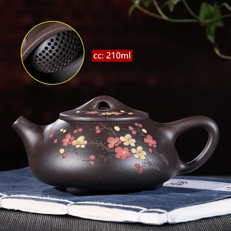 210ml Hand-painted Beauty Teapot Authentic Yixing Purple Clay Tea Pot Ball Hole Filter Stone Scoop Kettle Chinese Zisha Tea Set