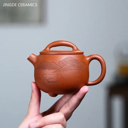 210ml Hand-painted Yixing Purple Clay Tea Pot Classic Mesh Hole Filter Kettle Custom Zisha Tea Infuser Chinese Beauty Teaware