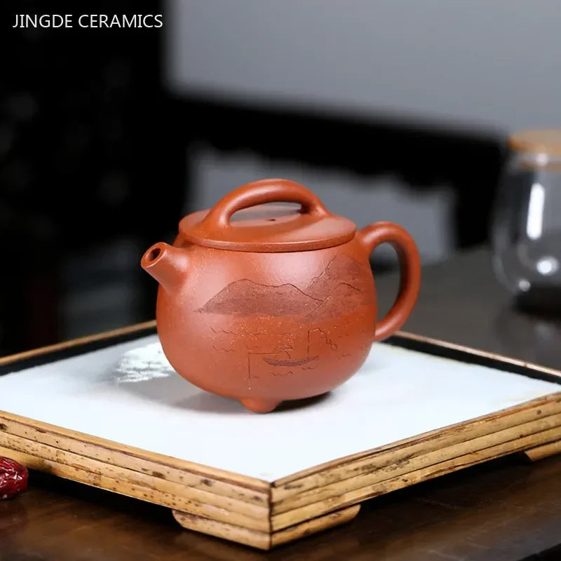 210ml Hand-painted Yixing Purple Clay Tea Pot Classic Mesh Hole Filter Kettle Custom Zisha Tea Infuser Chinese Beauty Teaware