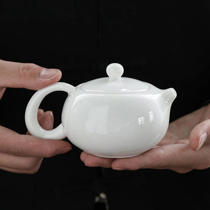 210ml Handmade Sheep Fat Jade White Porcelain Xishi Teapot Household Ceramic Filter Tea Infuser Custom Porcelain Beauty Tea Set