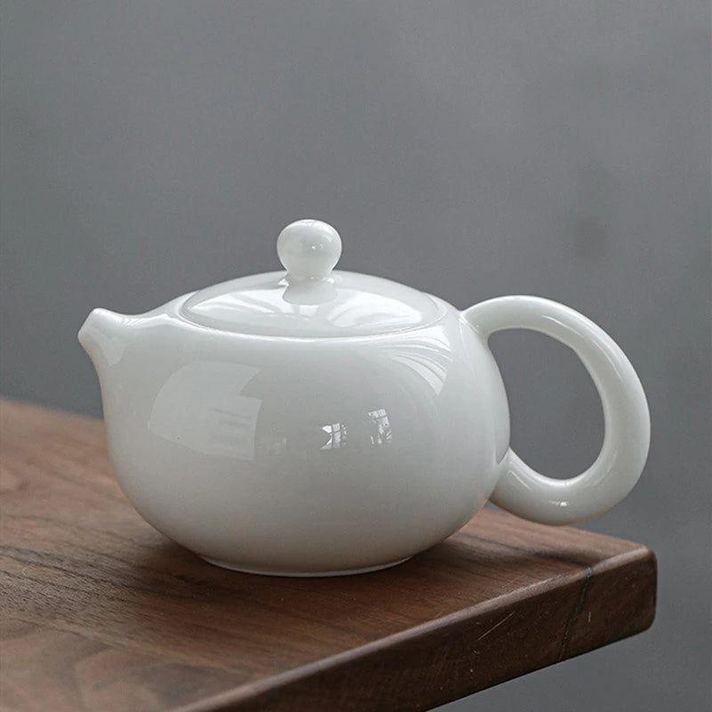210ml Handmade Sheep Fat Jade White Porcelain Xishi Teapot Household Ceramic Filter Tea Infuser Custom Porcelain Beauty Tea Set
