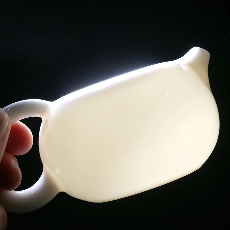 210ml Handmade Sheep Fat Jade White Porcelain Xishi Teapot Household Ceramic Filter Tea Infuser Custom Porcelain Beauty Tea Set