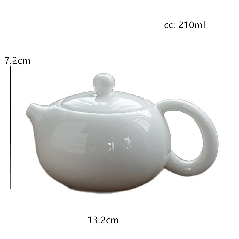 210ml Handmade Sheep Fat Jade White Porcelain Xishi Teapot Household Ceramic Filter Tea Infuser Custom Porcelain Beauty Tea Set