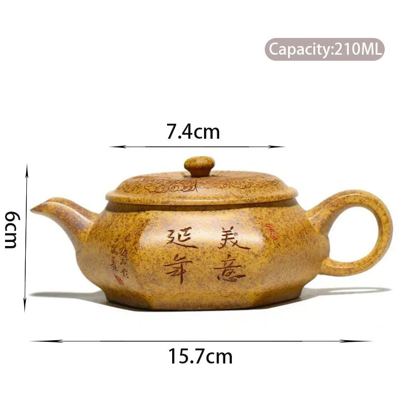 210ml High-end Yixing Purple Clay Teapot Famous Handmade Hexagon Shape Tea Pot Kettle Chinese Zisha Tea Set Collection Gifts