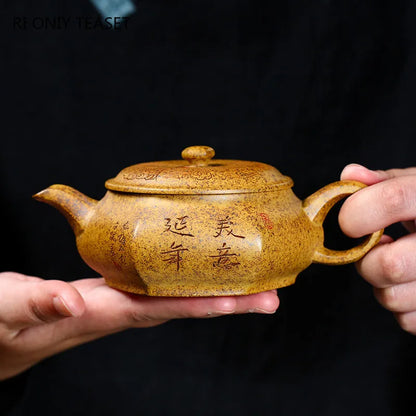 210ml High-end Yixing Purple Clay Teapot Famous Handmade Hexagon Shape Tea Pot Kettle Chinese Zisha Tea Set Collection Gifts