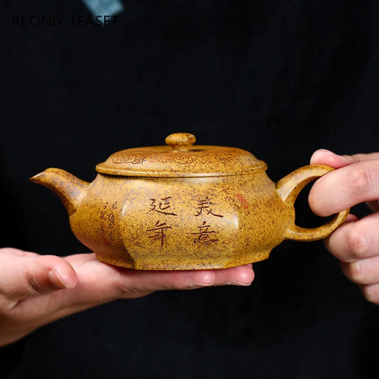 210ml High-end Yixing Purple Clay Teapot Famous Handmade Hexagon Shape Tea Pot Kettle Chinese Zisha Tea Set Collection Gifts