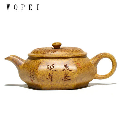 210ml High-end Yixing Purple Clay Teapot Famous Handmade Hexagon Shape Tea Pot Kettle Chinese Zisha Tea Set Collection Gifts