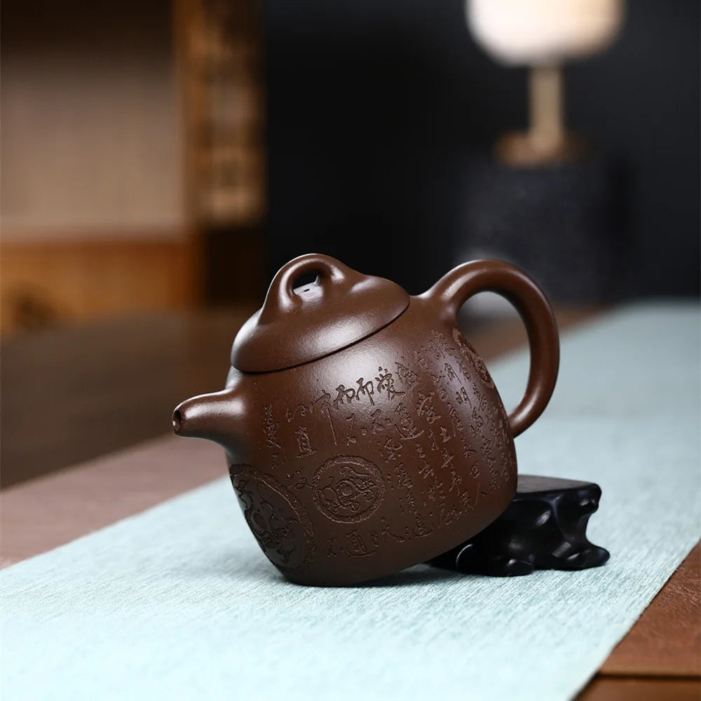 210ml High-end Yixing Purple Clay Teapot Master Handmade Stone Scoop Kettle Custom Beauty Tea Infuser Chinese Zisha Tea Set
