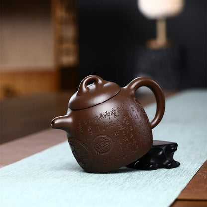 210ml High-end Yixing Purple Clay Teapot Master Handmade Stone Scoop Kettle Custom Beauty Tea Infuser Chinese Zisha Tea Set