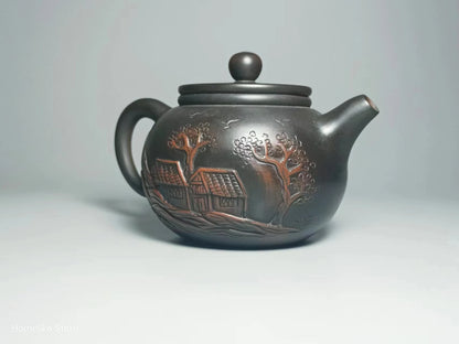 210ml Jianshui Purple Clay Handmade Lotus Carving Tea Pot(Not Yixing Zisha) Kung Fu Tea Set Drinkware Tea Ceremony