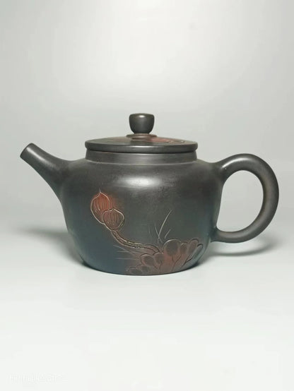 210ml Jianshui Purple Clay Handmade Lotus Carving Tea Pot(Not Yixing Zisha) Kung Fu Tea Set Drinkware Tea Ceremony
