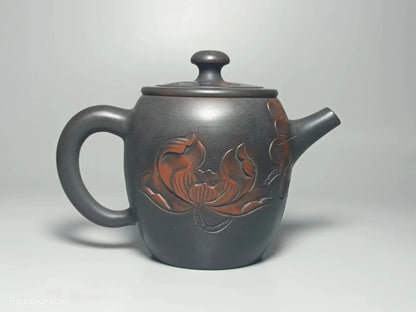 210ml Jianshui Purple Clay Handmade Lotus Carving Tea Pot(Not Yixing Zisha) Kung Fu Tea Set Drinkware Tea Ceremony